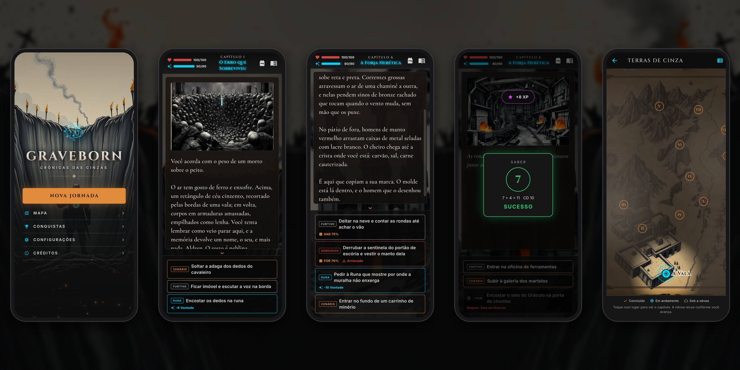 Galeria com cinco telas de Graveborn